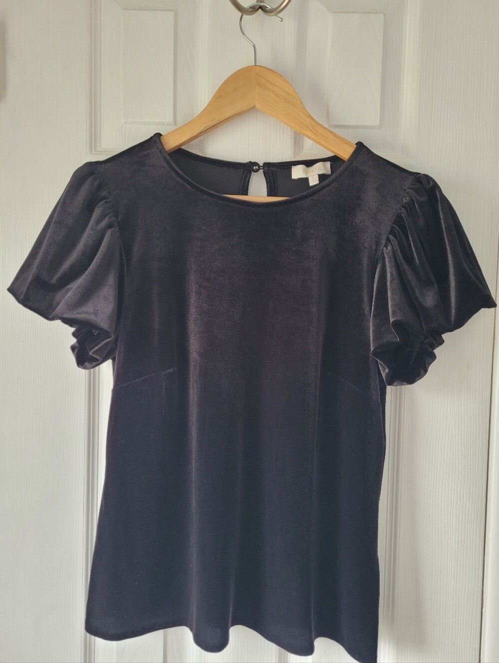 Parker Black Velvet Puff Sleeve Top Small Whimsigoth Romantic Goth